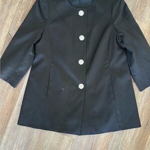 Paris Custom Made Elegant Black Women's Coat with Diamond Buttons